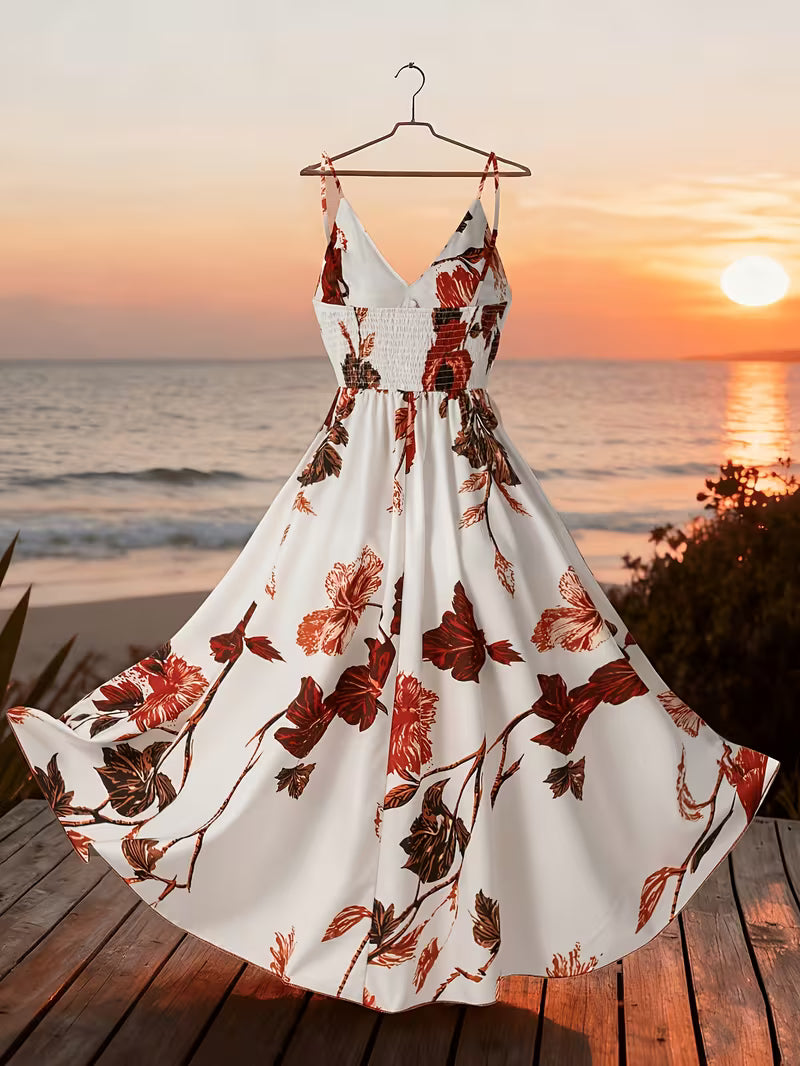 Women's Printed Sleeveless Dress, Casual Holiday Style Maxi Dress