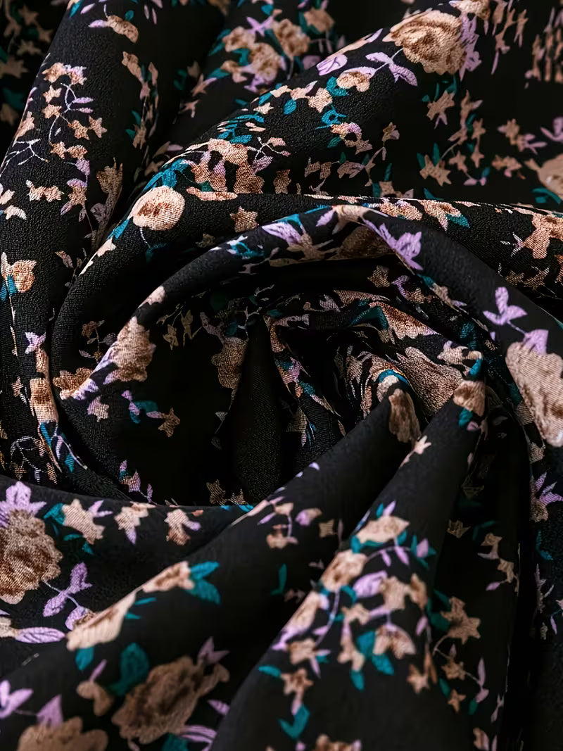 Women'S Elegant V-Neck Floral Print Maxi Dress