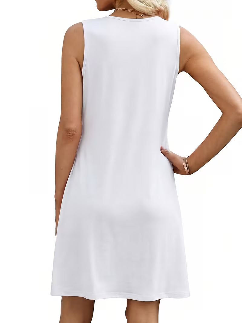 Women's Lace Patchwork Maxi Dress – V-Neck Sleeveless Elegant Beach Dress