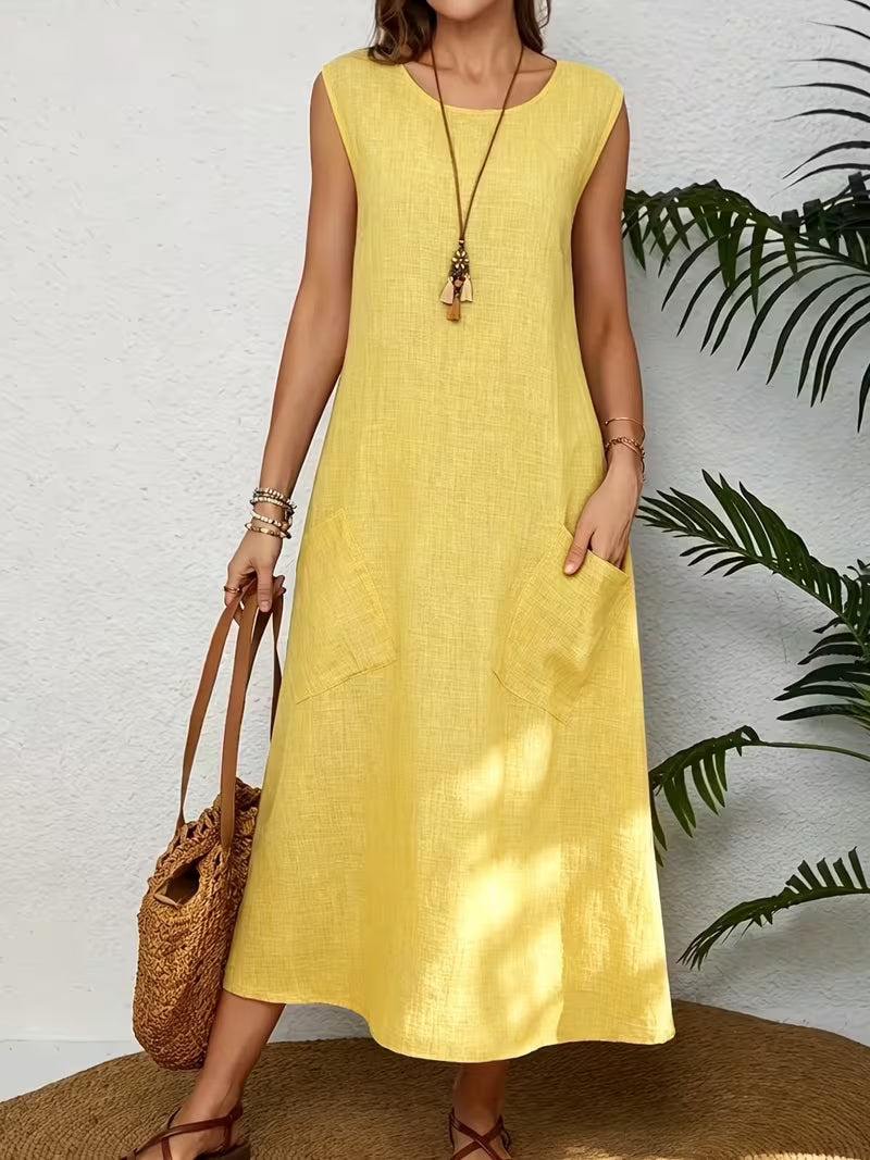 Fahion sleeveless pocket dress