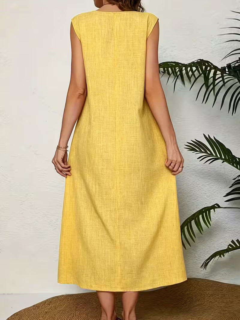 Fahion sleeveless pocket dress